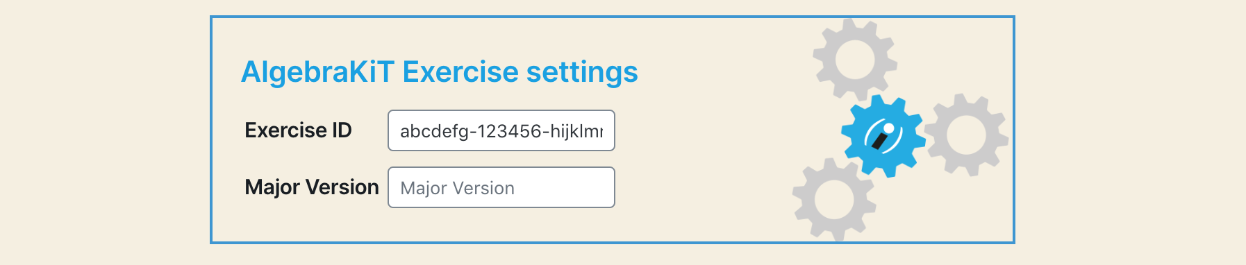 The Algebrakit settings page